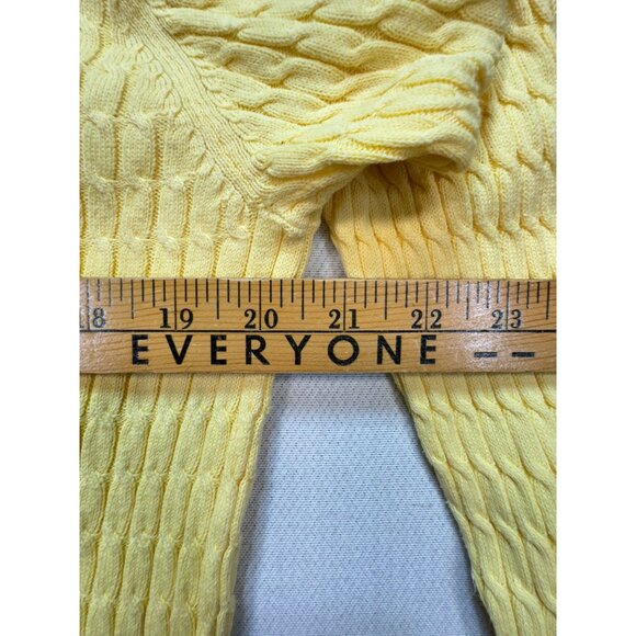 Crystal-Kobe Womens Cable Knit Cardigan Sweater Size M Yellow Button Up - Picture 5 of 9